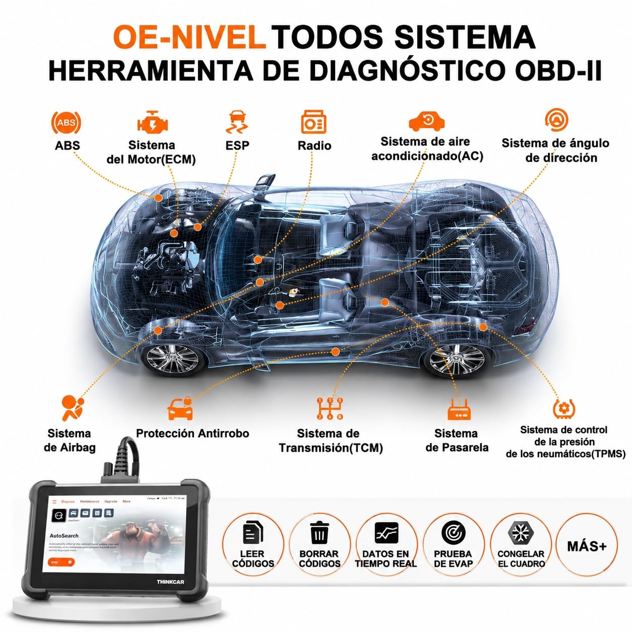 ThinkScan 672 OBD2 Diagnosis de Diagnóstico Todos Los Sistemas Y 28+ Funciones de Reinicio