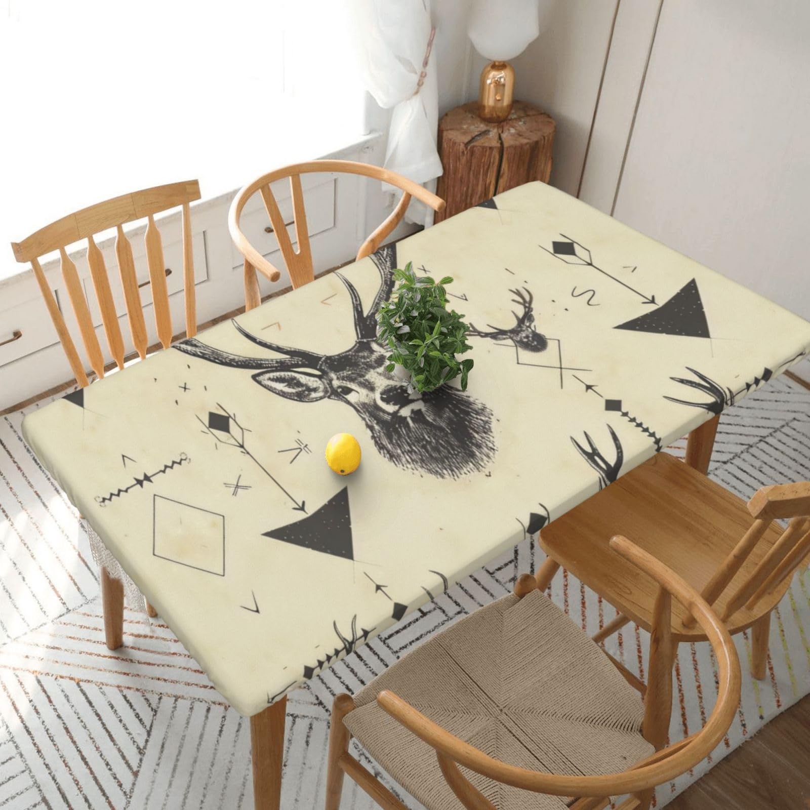 WPKJU Hunting Arrows Triangles Deer Printed Tablecloths 5ft Rectangular Table Covers Washable Polyester Decorative Table Cloth for Dining Table Picnic Wedding