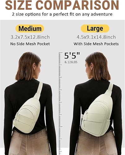 Miniatura 6 de Tuwubi Bolsos cruzados para mujer, bolsa para hombres, mochila pequeña de senderismo antirrobo, ligera para viajes al aire libre (M, beige)