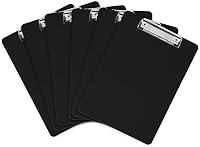 OfficeSolutionsDirect Black Plastic Clipboards Set of 6 - 12.5x9 Inch Low Profile Acrylic, Holds 100 Sheets Bulk for Office School Kids