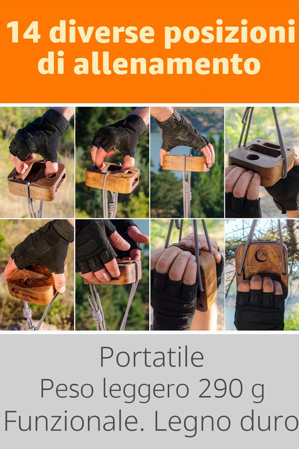 Hangboard portatile per arrampicata su roccia, attrezzo per allenamento con tastiera per rinforzare la presa della mano, impugnatura a blocco, attrezzatura per allenamento in palestra a casa, in legno