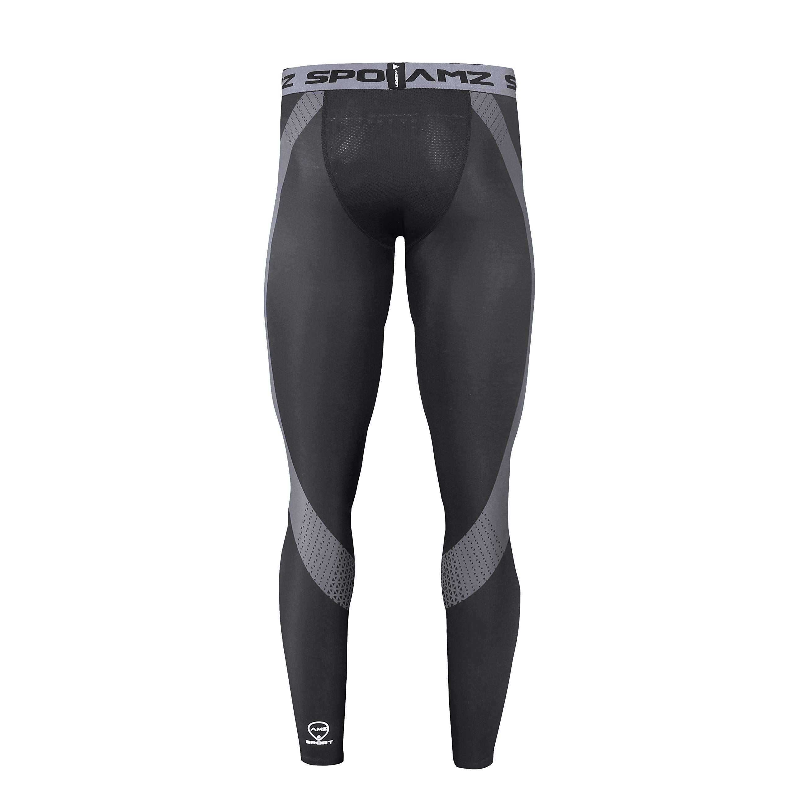 AMZSPORT Pantaloni Sportivi a Compressione da Uomo Leggings da Palestra Calzamaglia ad Asciugatura Rapida
