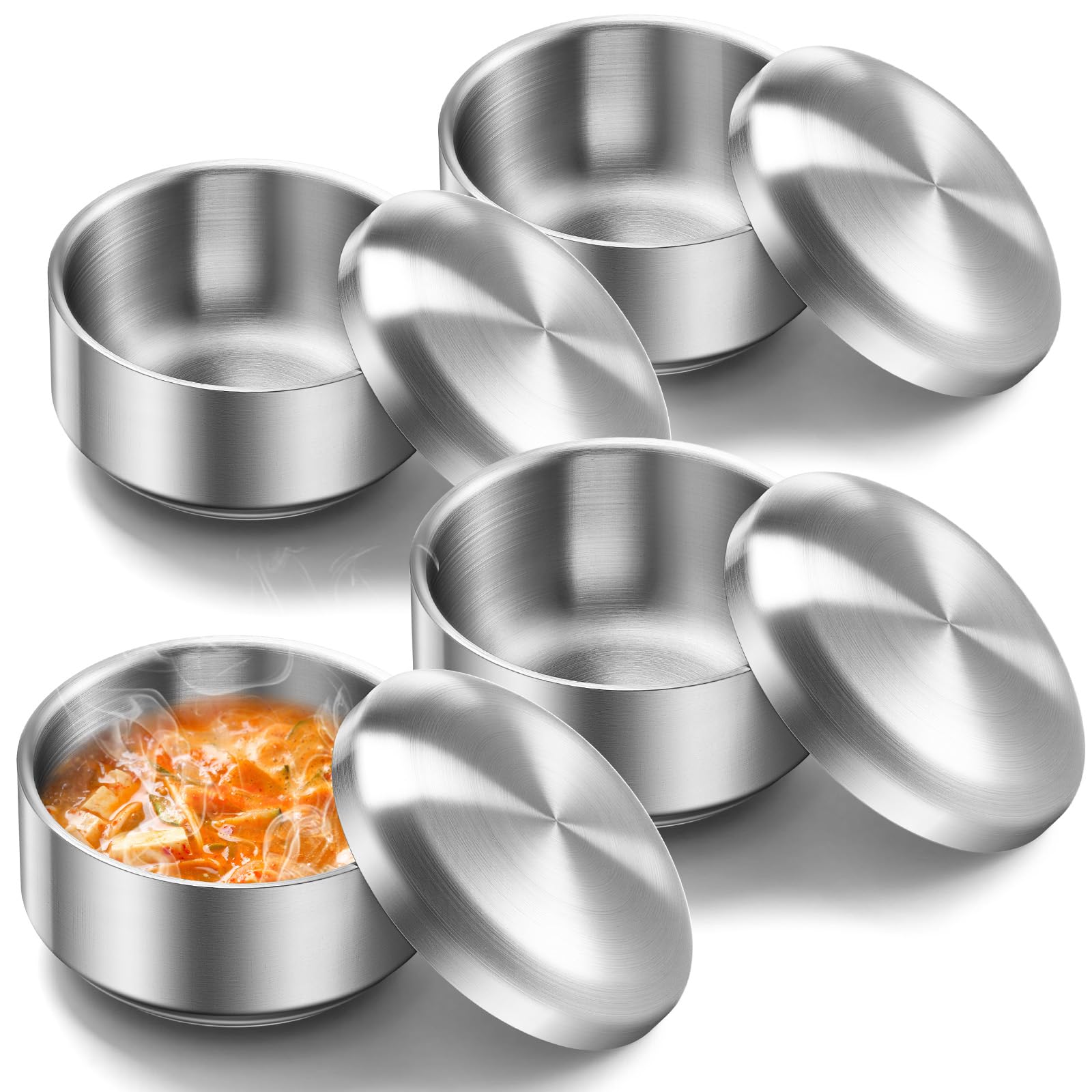 Photo 1 of Reallnaive Stainless Steel Rice Bowl Set with Lids