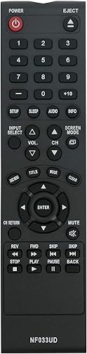 Nuevo NF033UD Mando a distancia reemplazado para reproductor de DVD de televisión Sylvania Emerson LD190SS1 LD190SS2 LD195SSX LD320SS1 LD320SS2