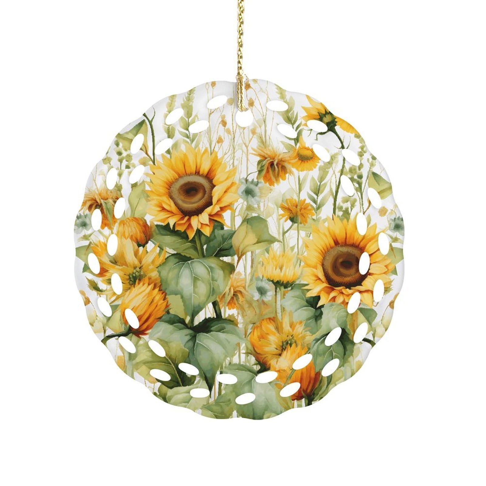 Wsoihfec Style Sunflower And Cornhanging Ornaments For Tree- Christmas Ornaments,Home Decor | Housewarming Gifts,Ceramic Keepsake For Family, Friends