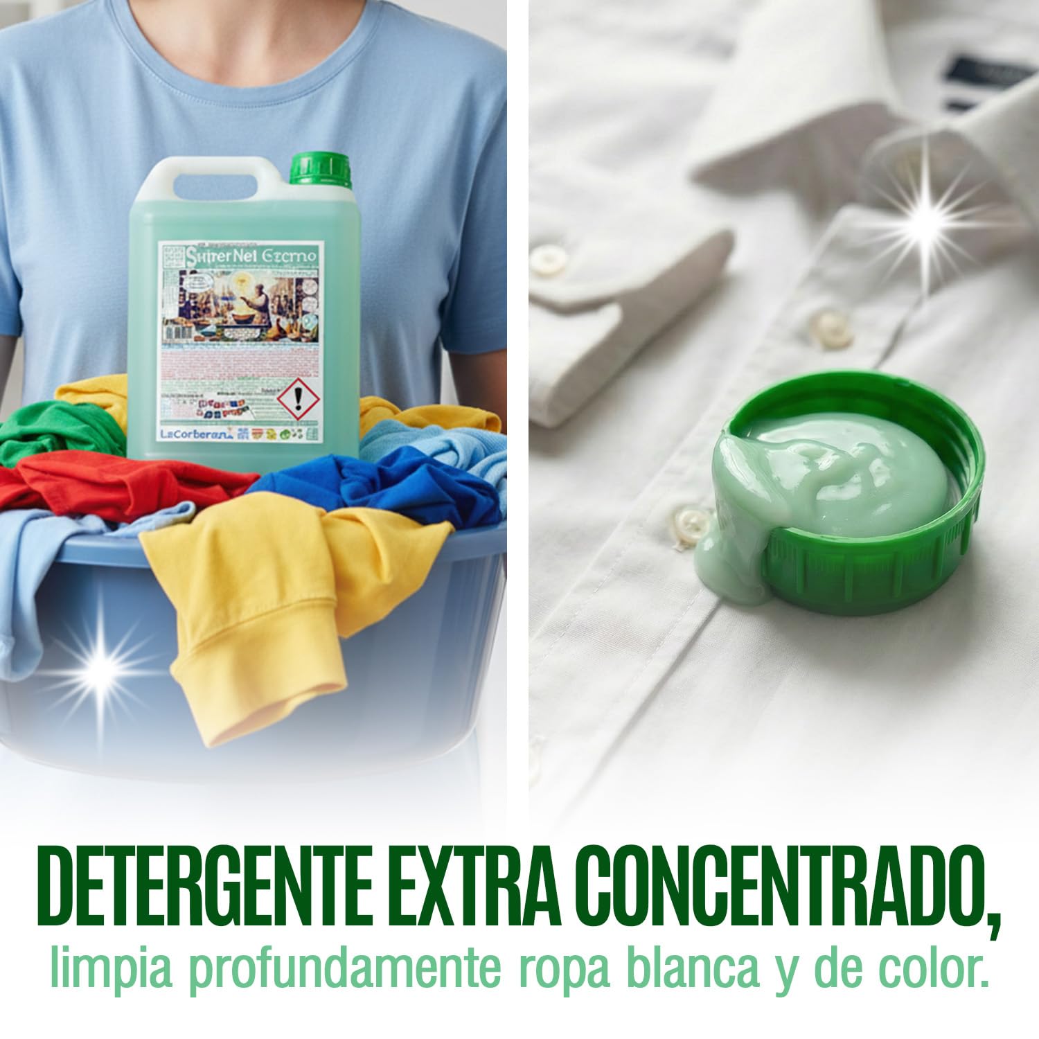 SuperNet Eterno | Detergente Ropa Líquido 5L | Pack de 6 | Quita Manchas Para Ropa Blanca y de Color · Extra Concentrado · Jabón Líquido Lavadora Profesional · Natural Vegano