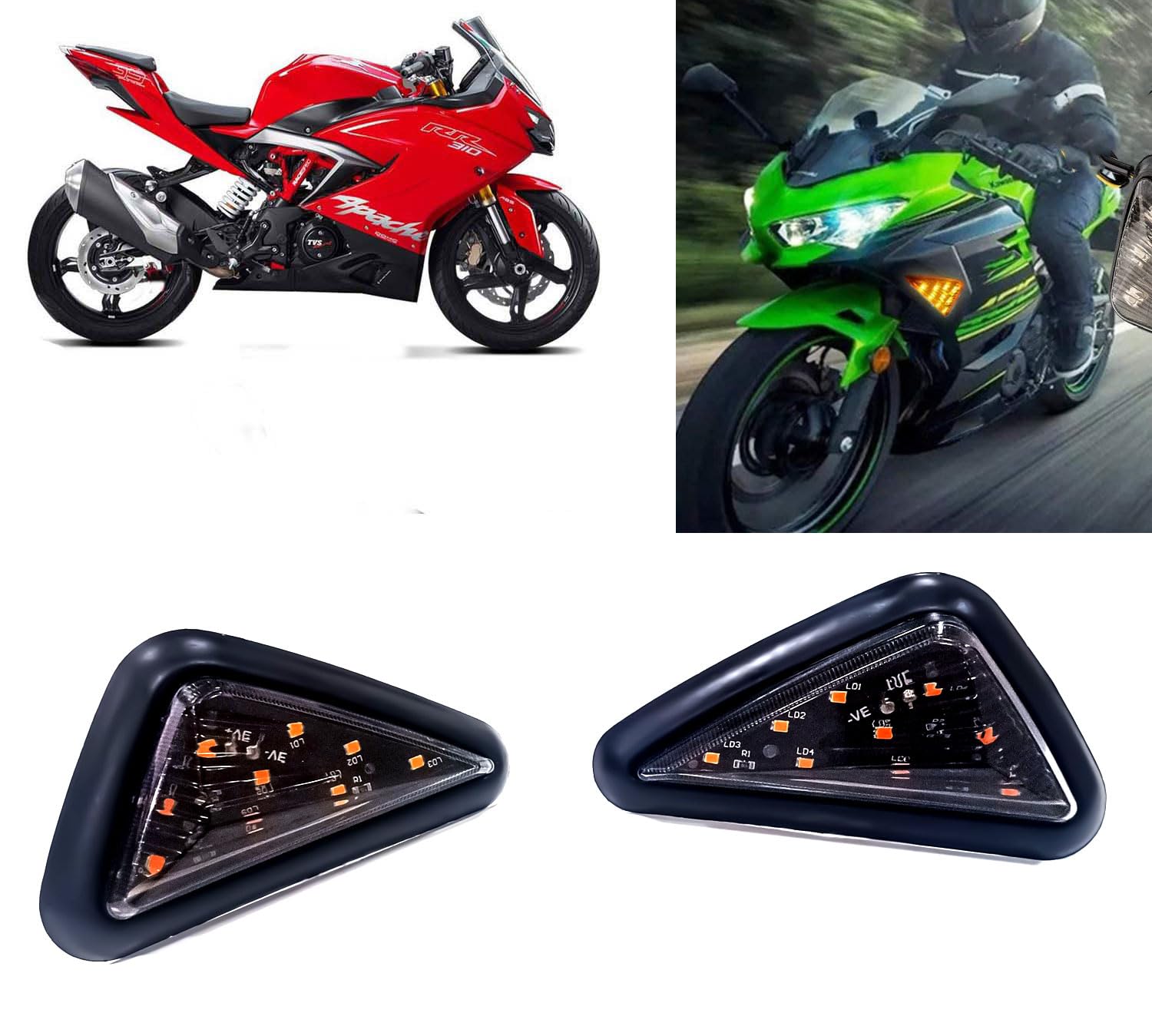 Auto Pearl Motorcycle Turn Signal Smoke Triangle Flush Mount Turn Signal Indicators Amber LED Light Motorbike Lamp Waterproof compatible with Apache_RR_310 (Pack of 2)-image-14