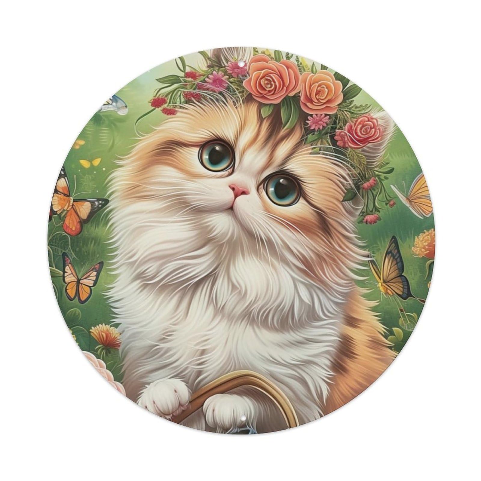 Animal Beautiful Kitten Vintage Metal Tin Sign Plaque Wall Decor for Cafe, Club Bar, Office, Garden Metal Poster 8x8Inch
