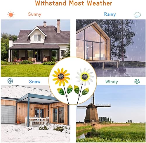 Miniatura 6 de Paquete de 2 molinos de viento de jardín, esculturas de viento de metal, molino de viento para exteriores, decoración de patio, césped, patio