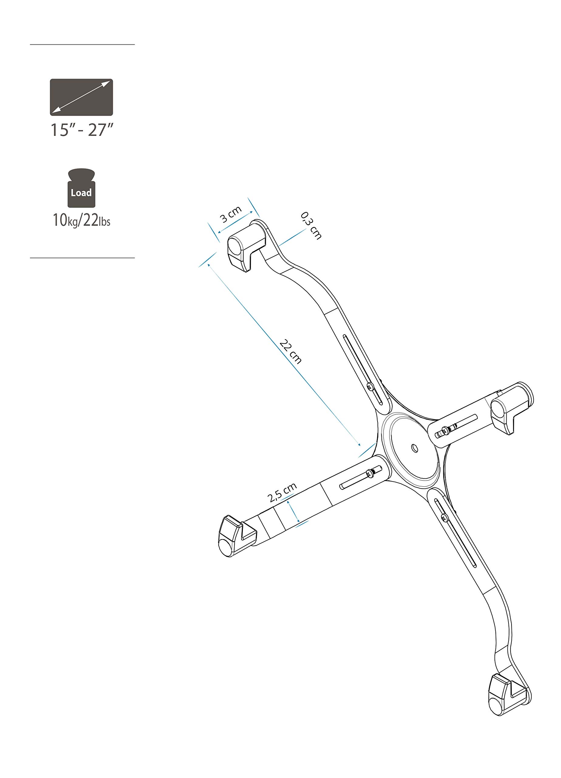 hjh OFFICE Adattatore VESA per monitor da 15-27 pollici senza modello VESA VM-A4 in acciaio, portata fino a 10 kg, 802001