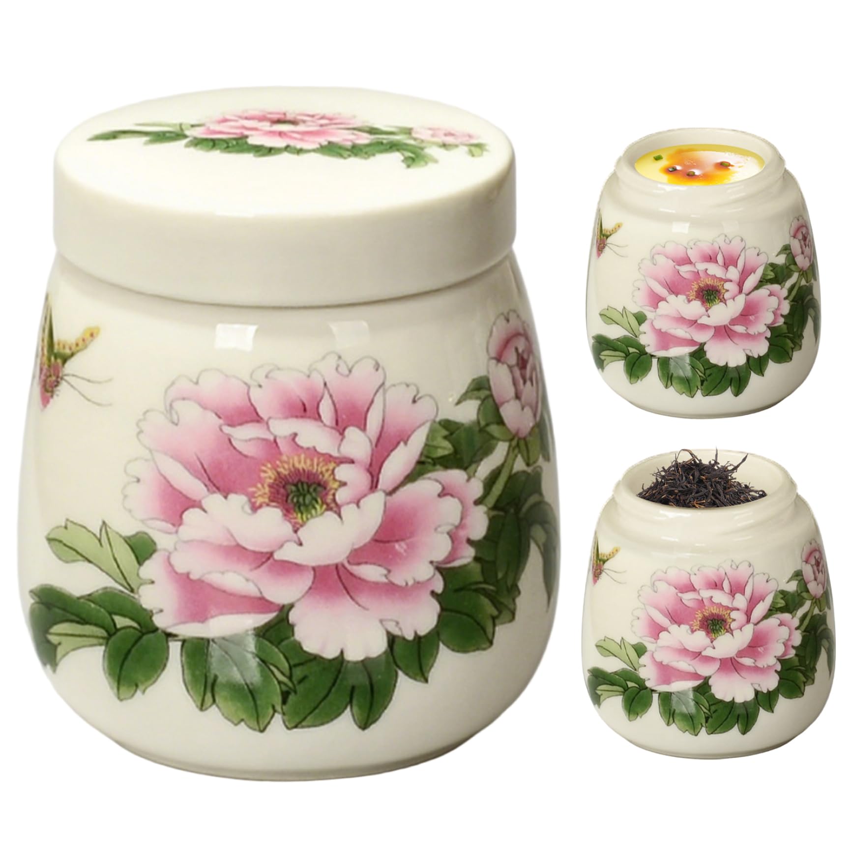 2 portauova in ceramica rossa da 220 ml con coperchio