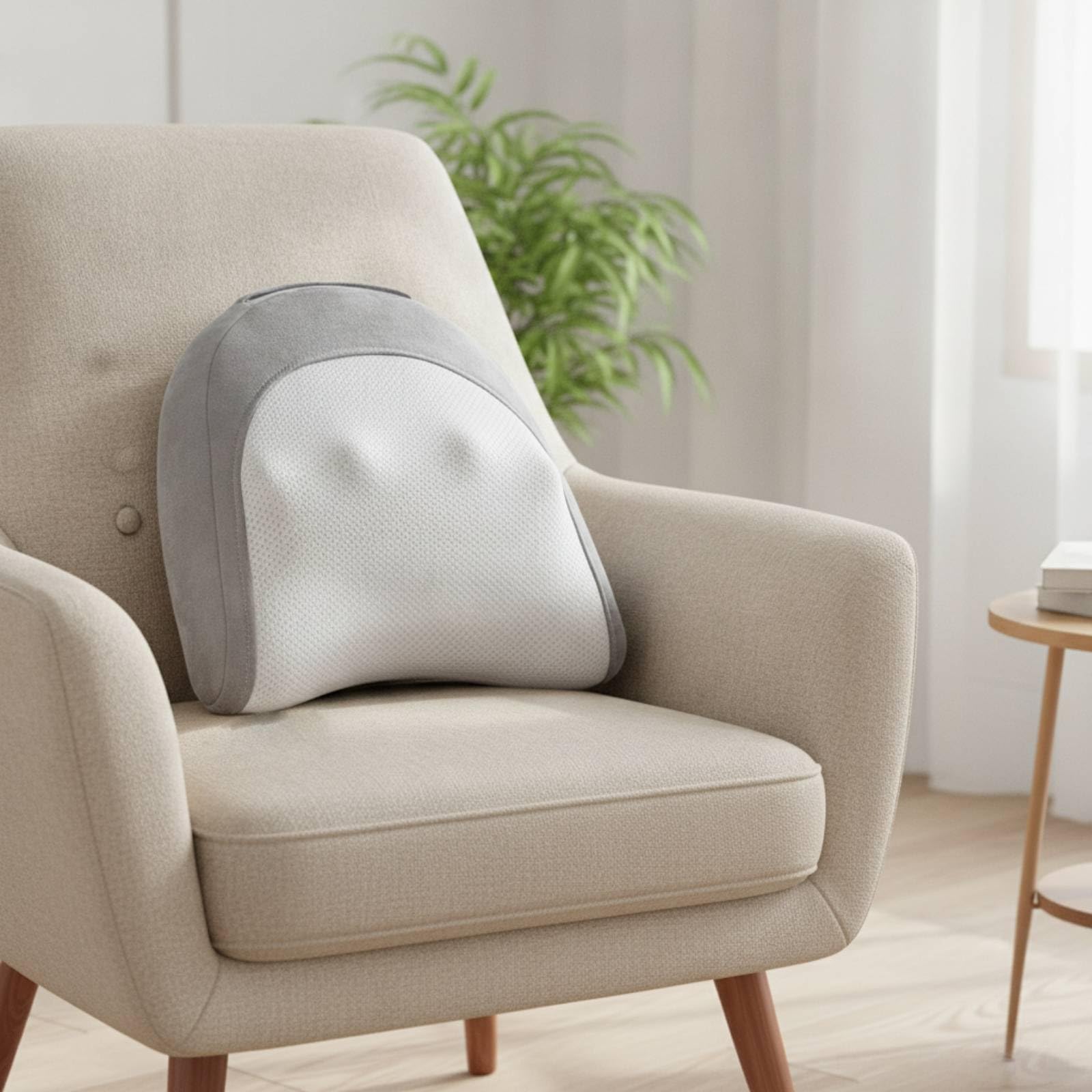 Sharplace Massagekissen Massage Kissen Rückenstütze Lendenkissen Entspannungskissen mit Ergonomischer Form Kabellos mit Akku Bedienfeld Leicht Und Tragbar für Büro Sofa Zuhause, Grau