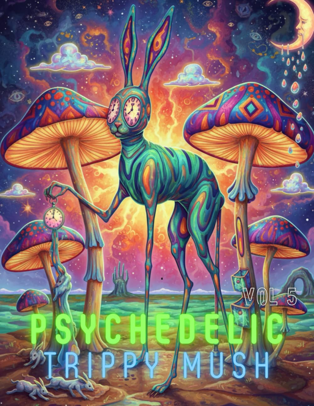 Psychedelic Trippy Mush Vol 5: 50+ Drawings, Magic Mushroom & Funky Aliens Vibes, Groovy & Funky Adult Coloring Book