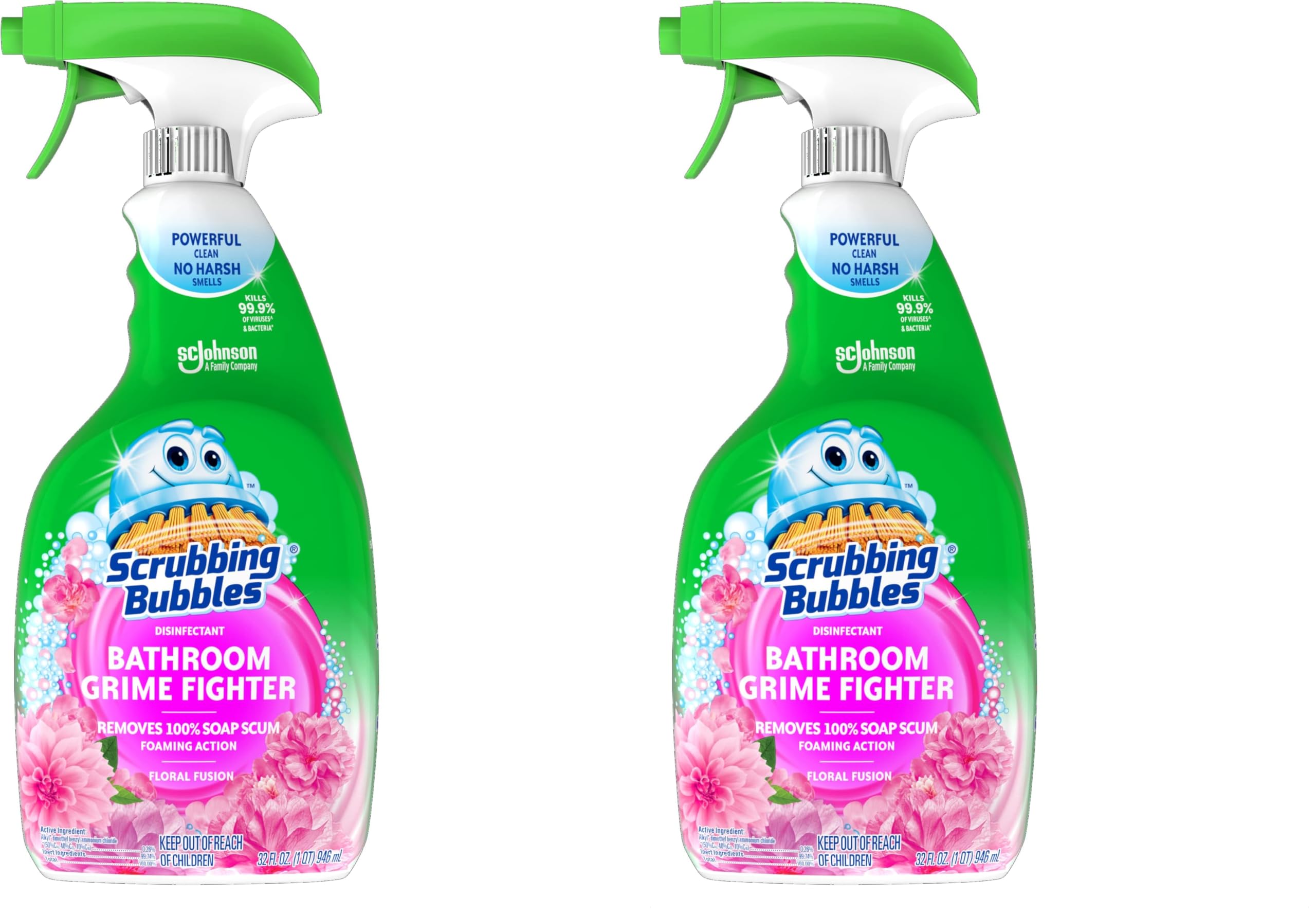 Scrubbing Bubbles Bathroom Grime Fighter Floral Fusion Scent 32 oz Spray Bottle Pack of 2