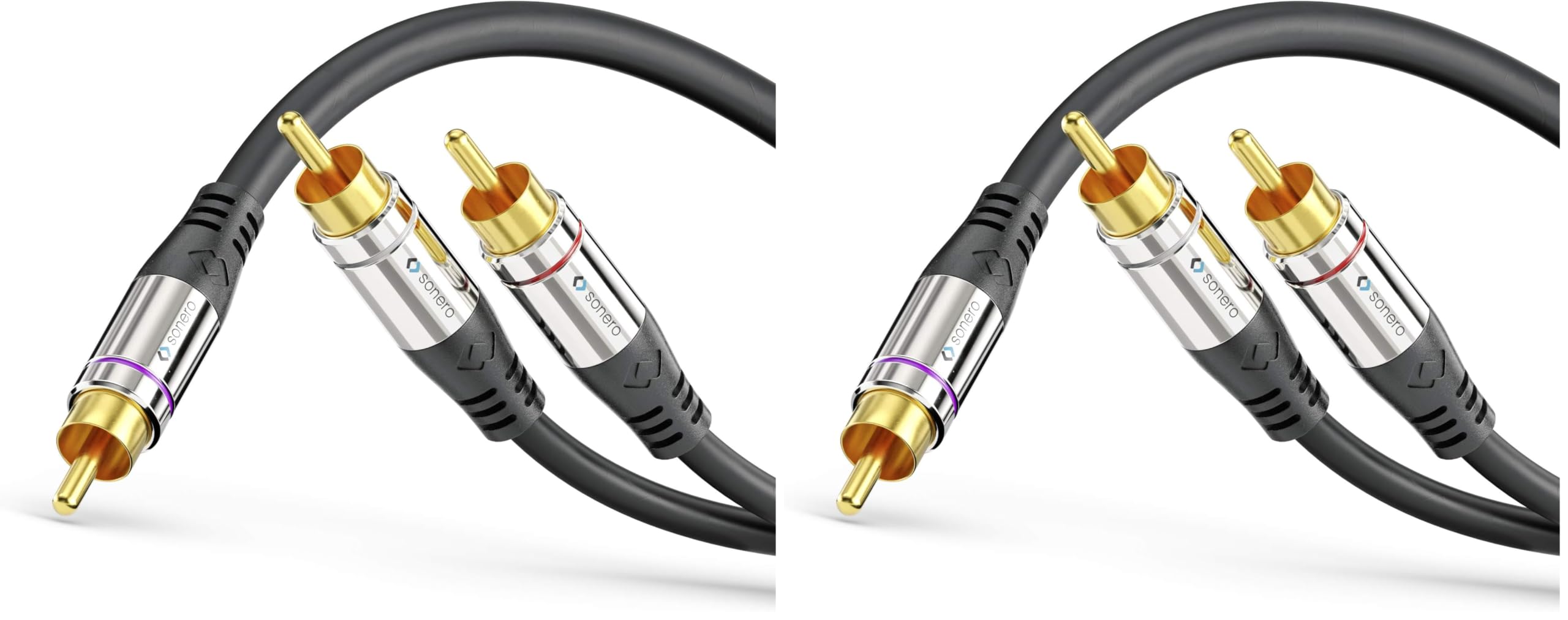 Cable de Audio Cinch Sonero 1 RCA a 2 RCA de 5m Macho para Altavoces Pack de 2 6