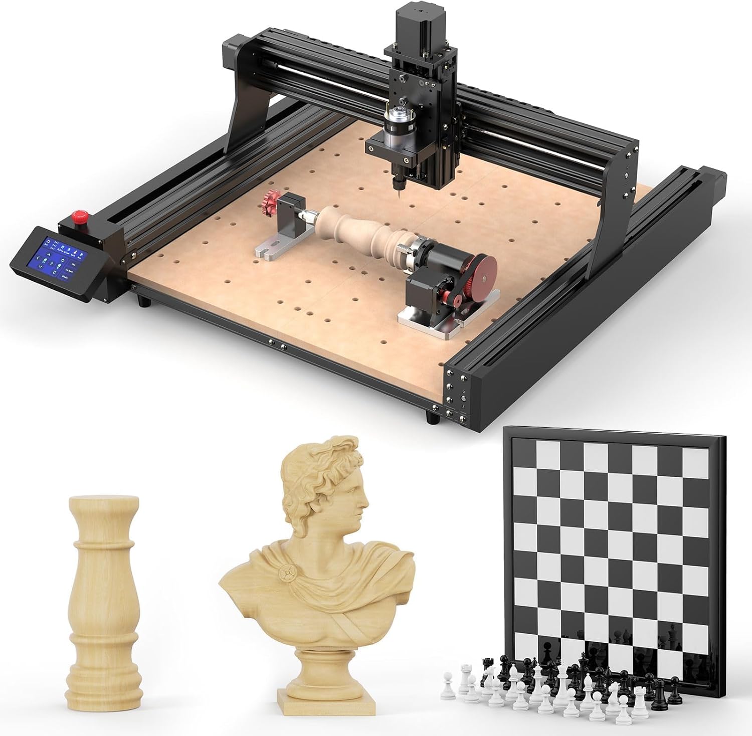 Twotrees CNC Fourth Axis Rotary Module – 360° Unlimited Rotation, 42 Stepper Motor, Aluminum Alloy Body, Compatible with TTC450 CNC Machine, Ideal for Aerospace, Automotive, and DIY Engraving