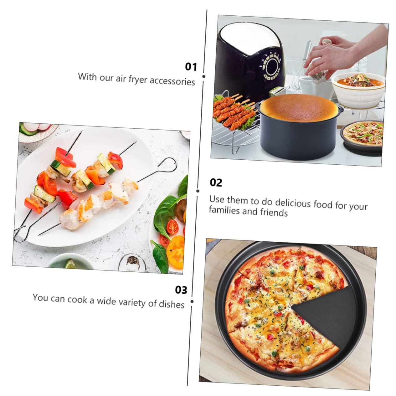 Amosfun 9pièces Kit Pour Friteuse à Air Chaud Moule à Pizza Et Cupcakes Accessoire De Cuisine Pour Pâtisserie Et Plats Sauce