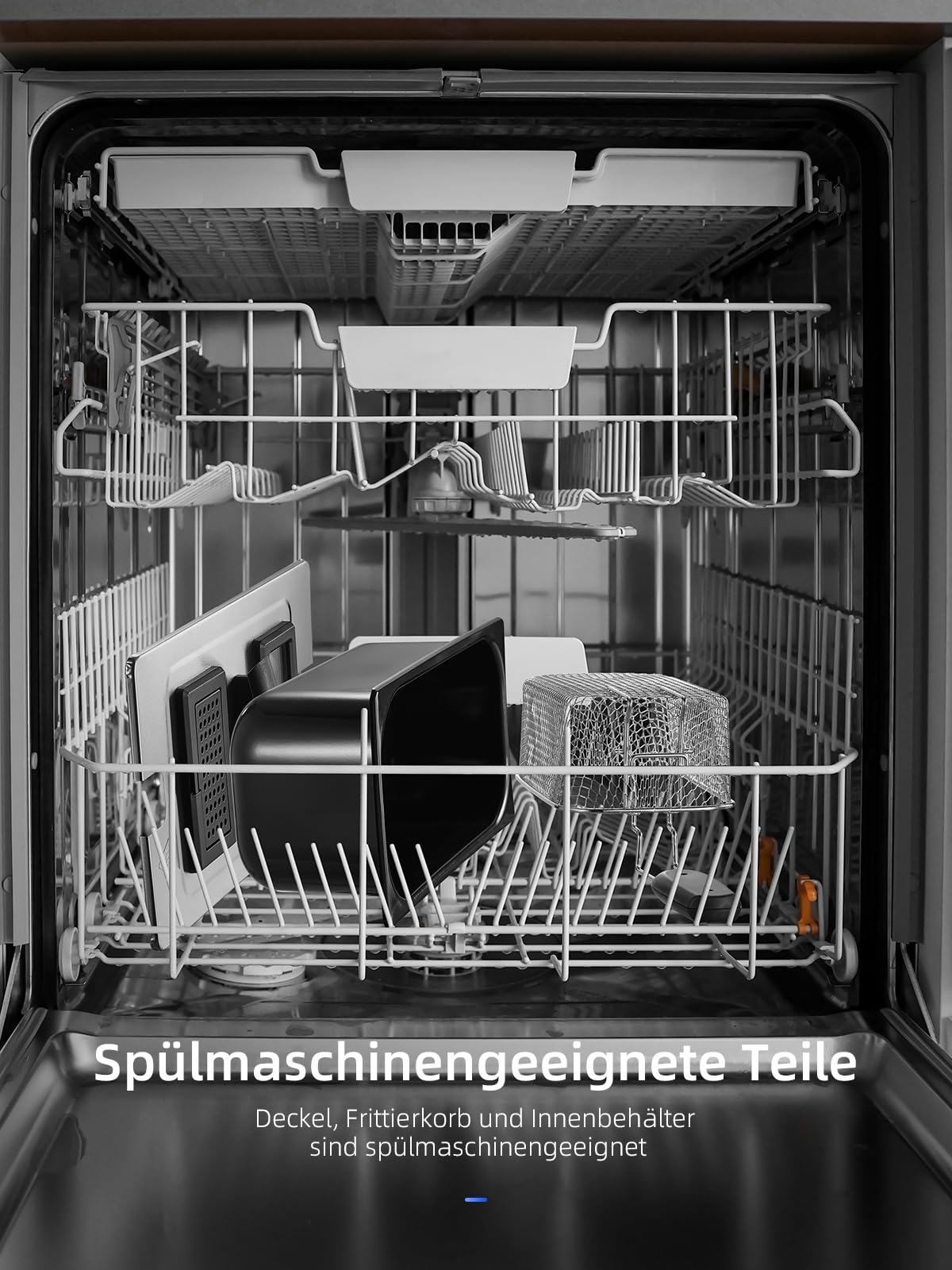 Fritteuse 3 Liter, Cool Zone Technologie, Verstellbarer Thermostat bis 190°C, 2000W Kaltzonenfritteuse mit Großem Sichtfenster und Doppel-Thermostat