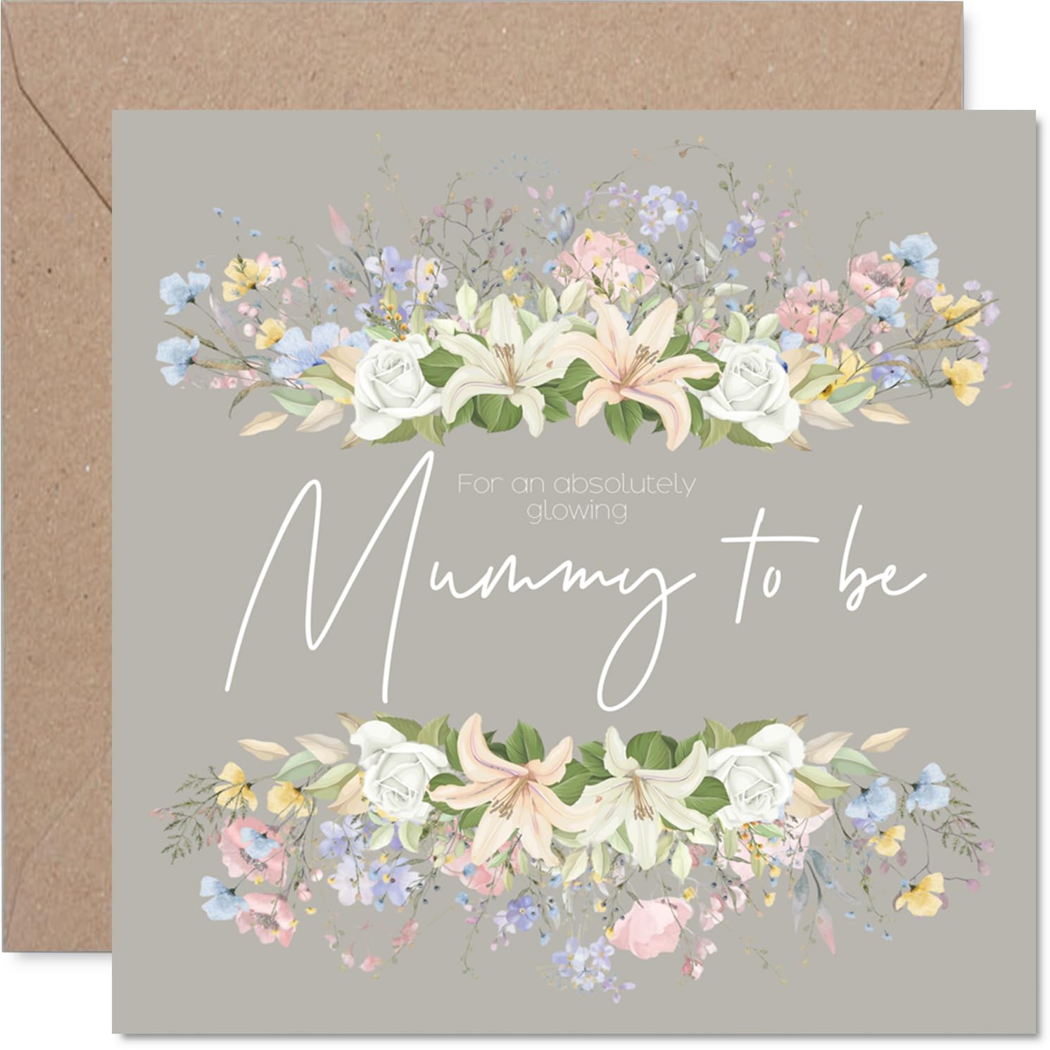 New Baby Unisex Card - Floral Bouquet Mummy To Be - Well Done Congratulations Card for Friends Family Colleague Neighbour, 145mm Welcome To The World Greeting Cards
