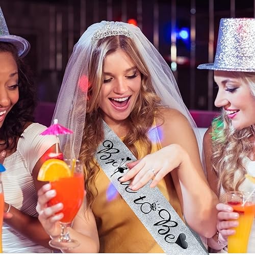 Miniatura 5 de CIEHER Kit de decoración para despedida de soltera, corona y banda de novia, coronas de novia para mujer, banda de novia para despedida de soltera,