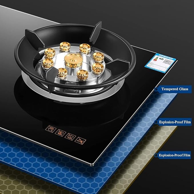 Estufa de Gas 2 Puestos, Panel de Vidrio Templado, Temporizador y Encendido Automático miniatura 6