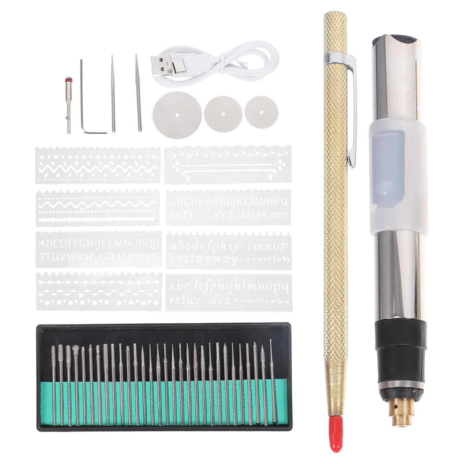 Penna per Incisione Portatile 25w Argento, Smerigliatrice Elettrica | 5000-25000 R/min, Ricarica USB in 90 Minuti, Uso Domestico e Professionale