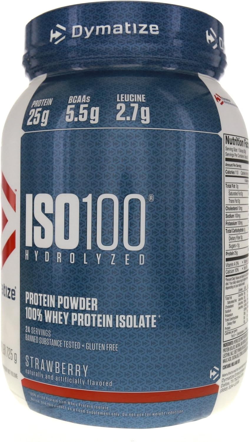 Dymatize ISO 100 Hydrolyzed Whey Protein Isolate - Strawberry- 1.6 lbs