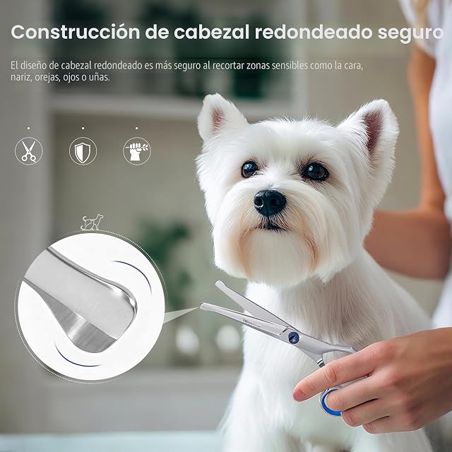Foto 2 de 8 de Tijeras Peluqueria Canina, Acero Resistente A La Oxidación, Puntas Redondeadas Seguras