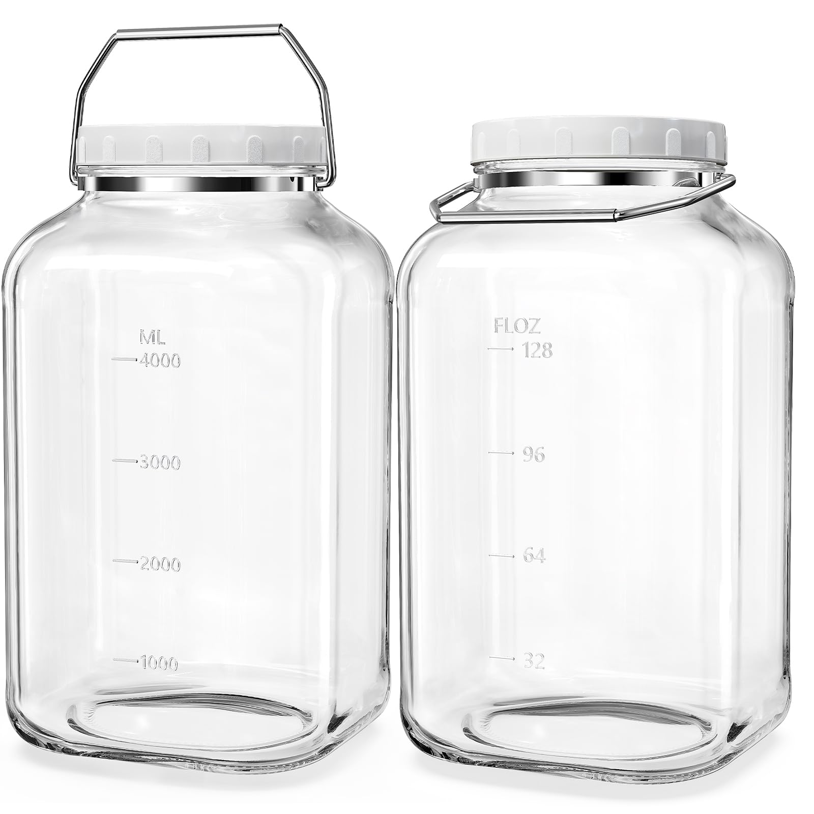 Absovetu Vorratsgläser mit Deckel, 5,7 Liter, 2 Stück Einmachgläser Groß | Einmachglas 5l, Vorratsgläser mit Schraubdeckel, Fermentiergläser, Für Kimchi Kombucha Mehl Spaghetti Süßigkeiten Keksdose