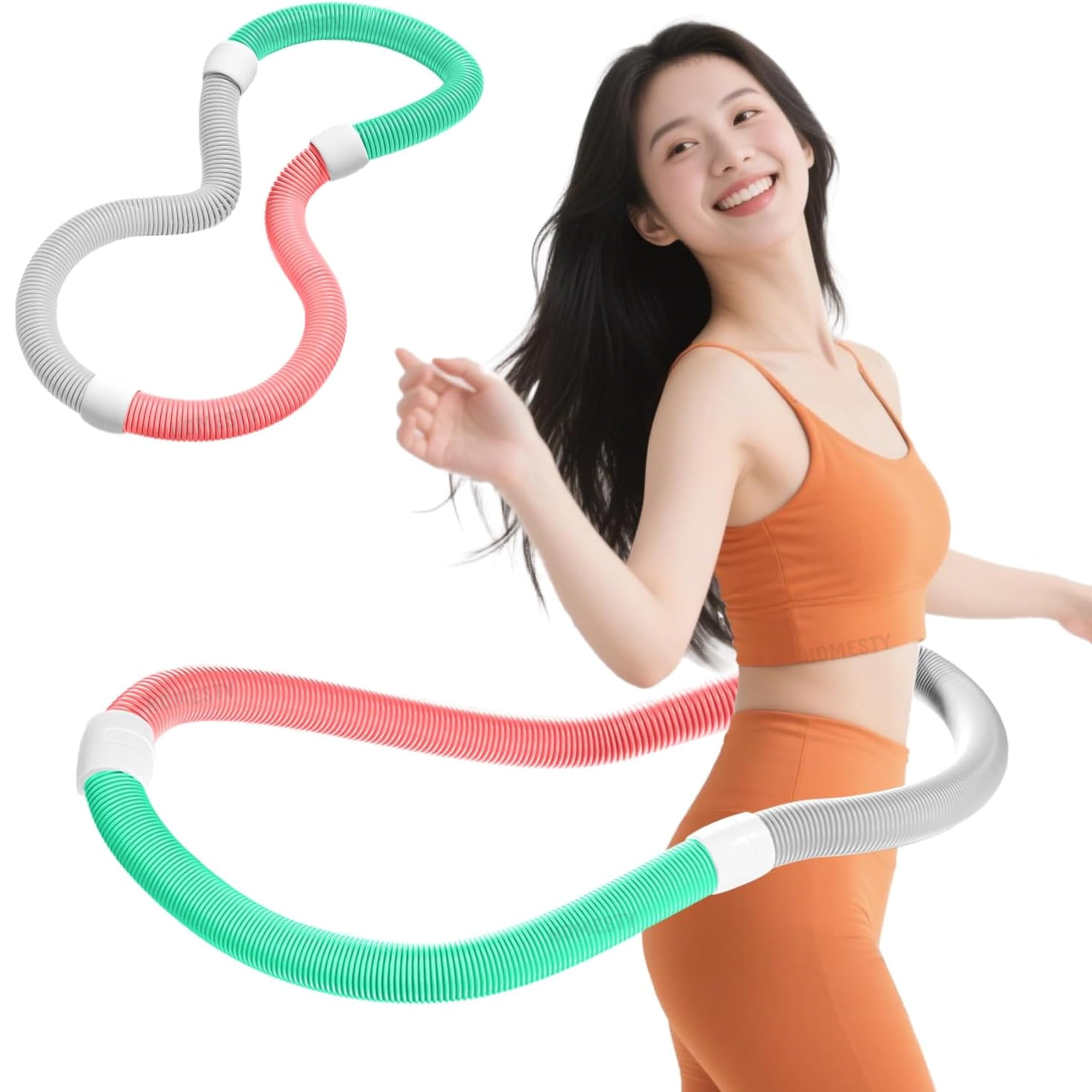 Weighted Soft Spring Hula Hoop for Adults (3lb) – Foldable & Portable Fitness Hoop for Home Workout & Travel, Upgraded Silent Design for Weight Loss, Waist-Friendly Slimming Exercise Hoop