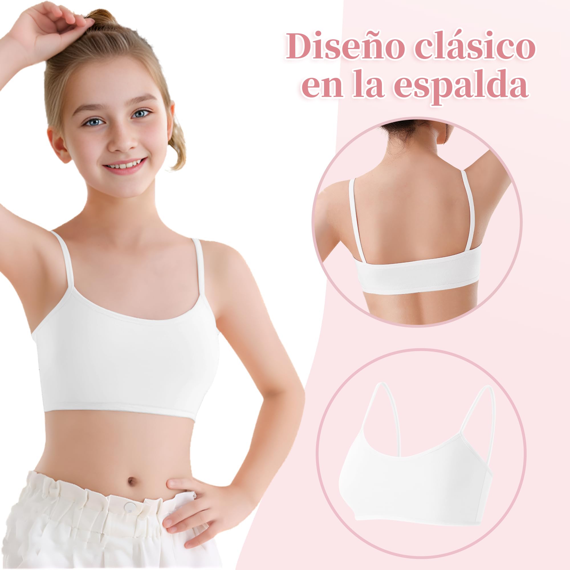 Channo Sujetador de Niña Algodón Top Básico sin Aros. Su Primer Sujetador!!!!