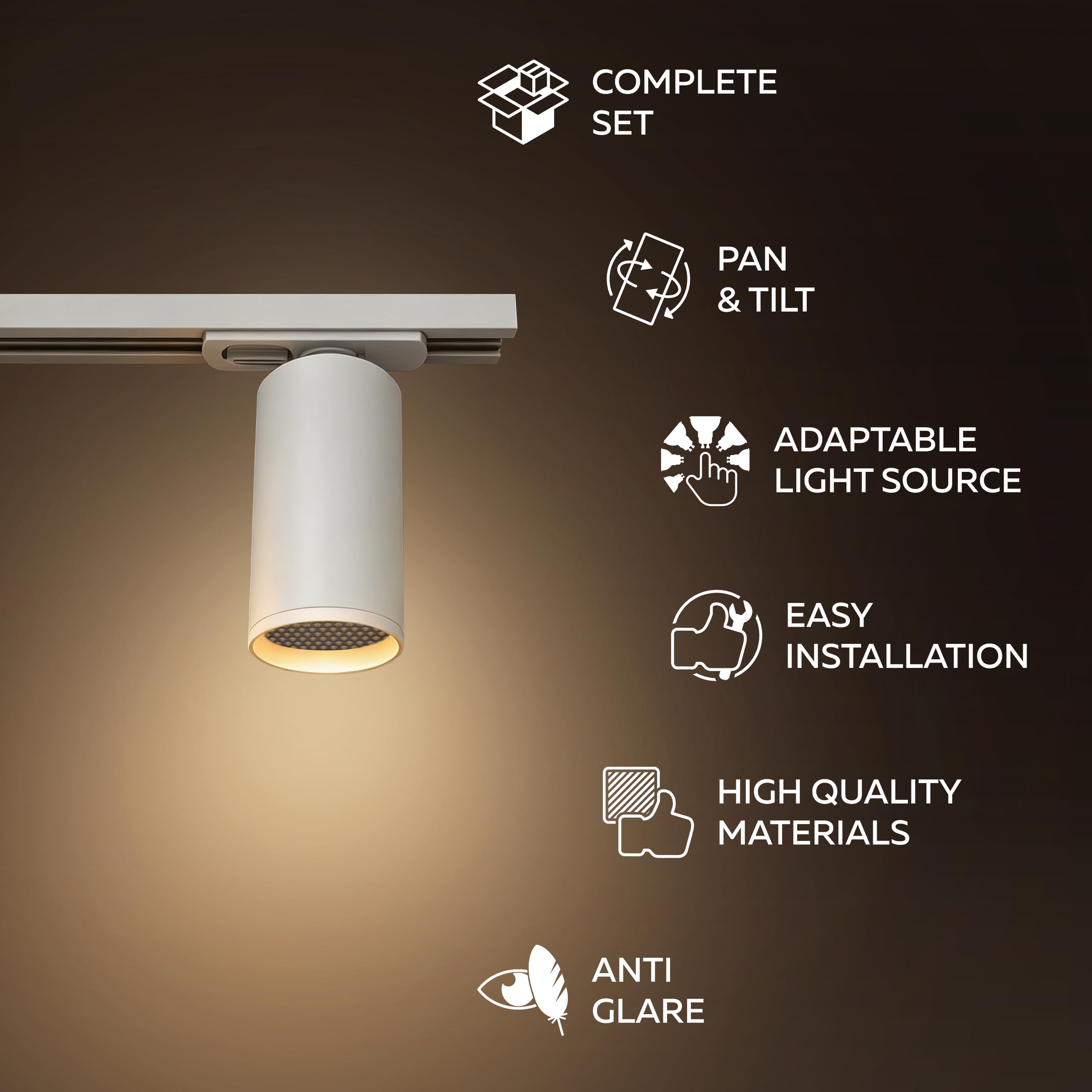 CALEX Sistema di binario LED, 3 m con 6 faretti GU10 orientabili, colore Bianco, plafoniera moderna