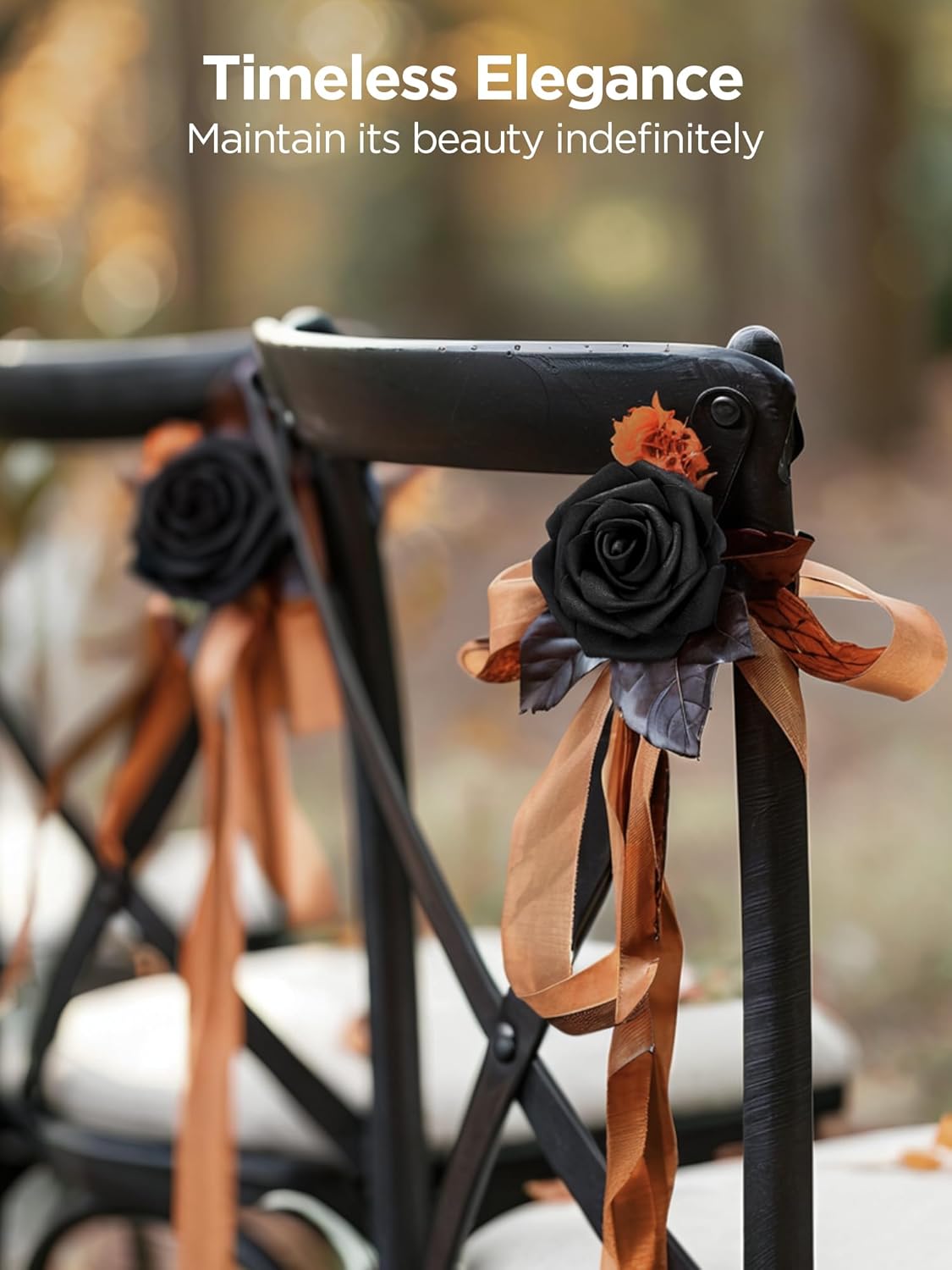 InnoGear Artificial Flowers, 50 Pcs Black Foam Fake Roses Bulk with Stems for Decoration DIY Wedding Bouquets Centerpieces Bridal Shower Party Valentines Christmas Tree - Image 5