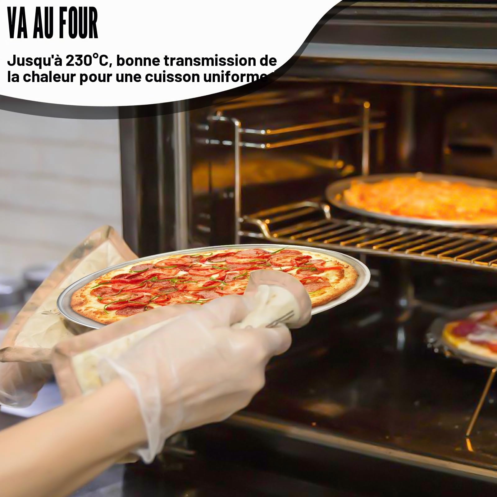 GOMETY Lot de 4 plaques à pizza rondes en acier inoxydable - 30 cm - Classique - Pour pizza - Passe au lave-vaisselle - Argent