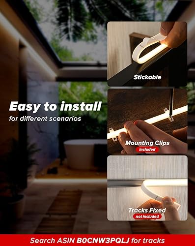 Miniatura 5 de Shine Decor COB - Cuerda de luz LED CA de 120 V, 800 lm ultra brillante, IP65 resistente al frío, tira de neón ETL, sin cinta de controlador para