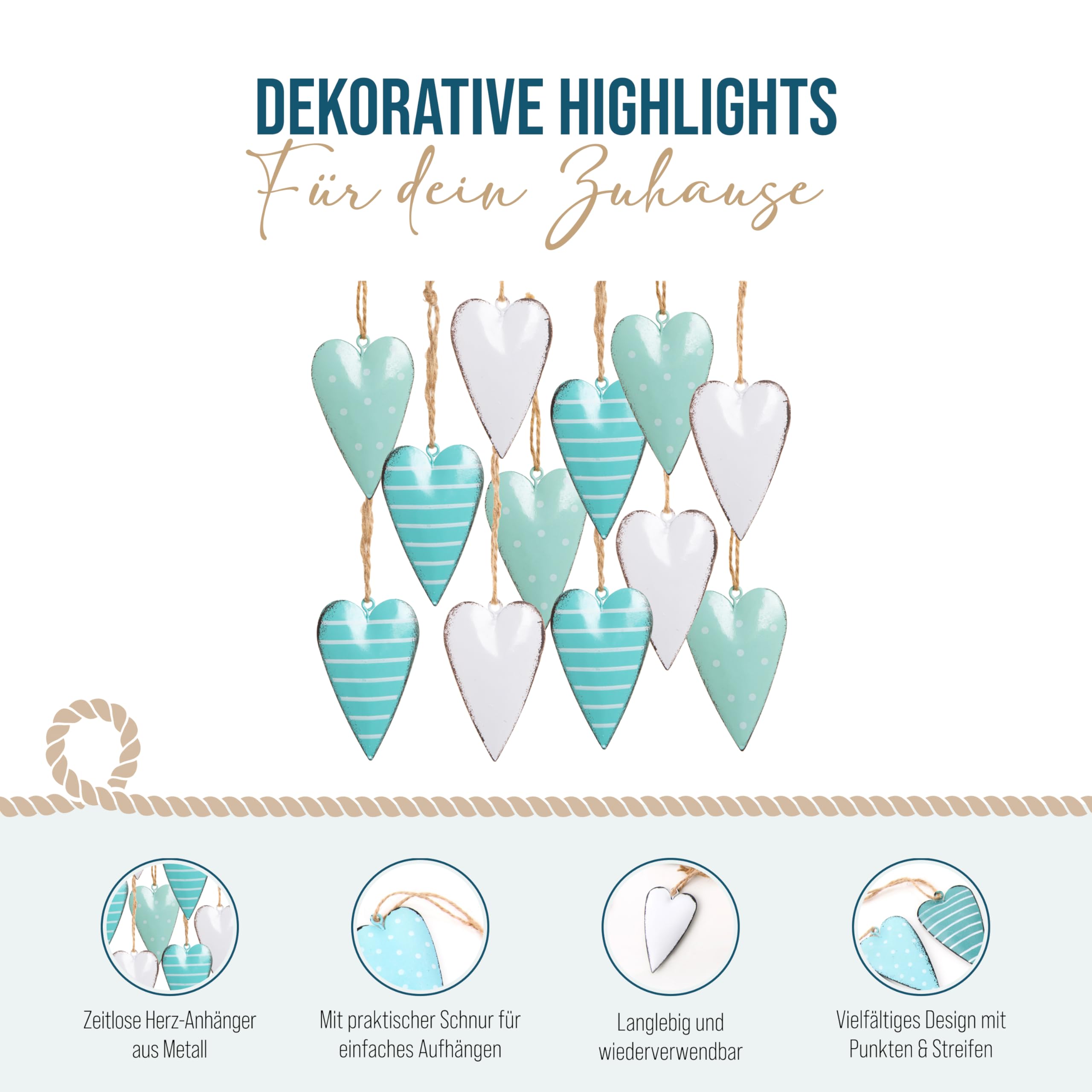 Logbuch-Verlag Lot De 8 Pendentifs En Métal En Forme De Cœur