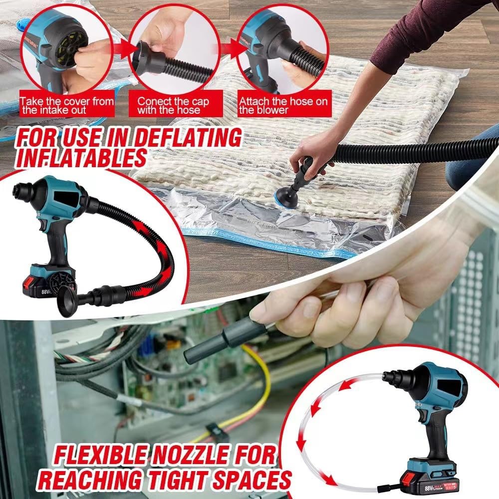 Soplador de aire sin escobillas, motor de alta velocidad, compatible con batería Makita de 18 V, soplador de hojas para camping, barbacoa y taller, batería (no incluida)
