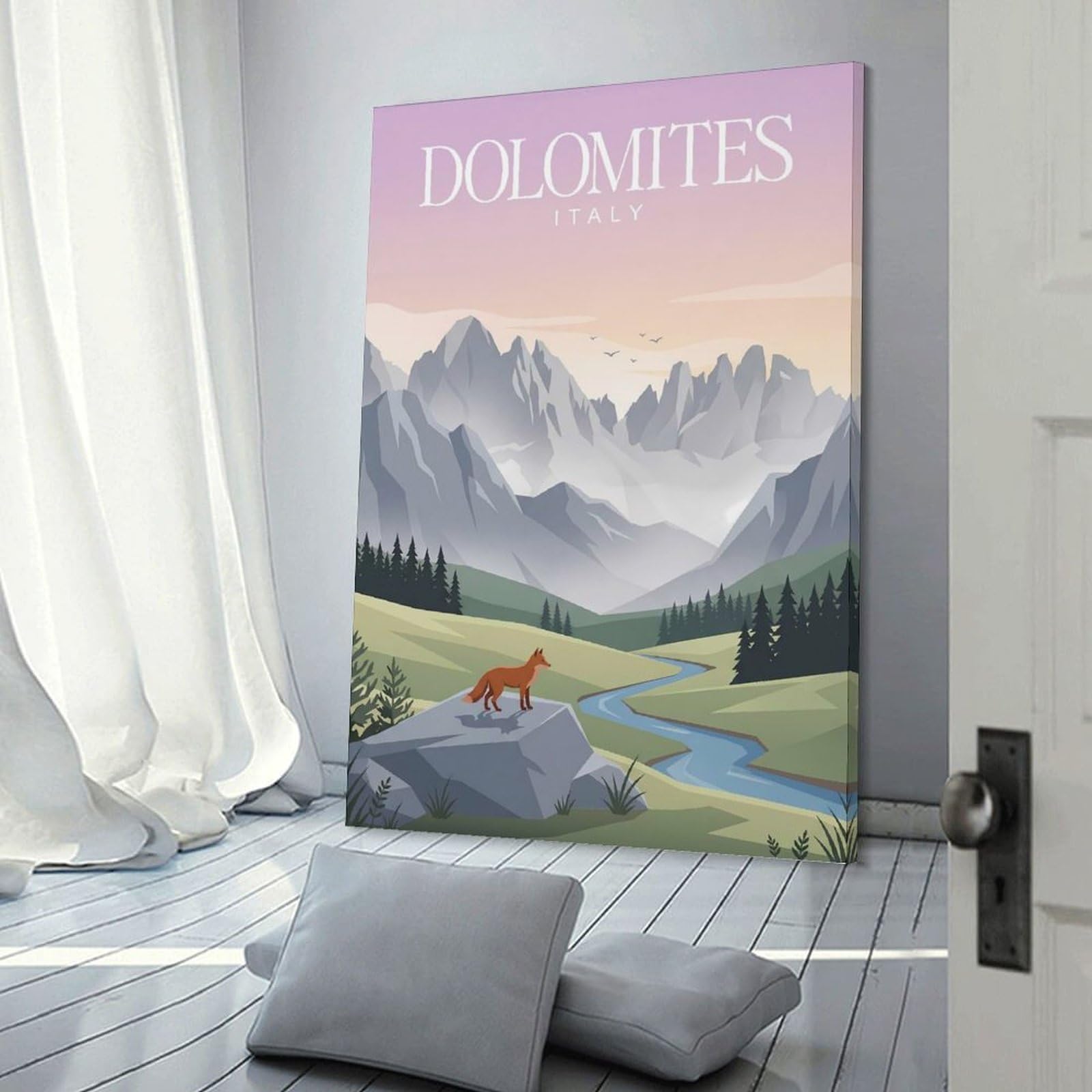 Junmoney Dolomites Italy Landscape Wall Picture Print, 12x18inch(30x45cm), for Apartment Walls, Studios Or Work Areas, Stylish Wall Art for Fresh Spaces