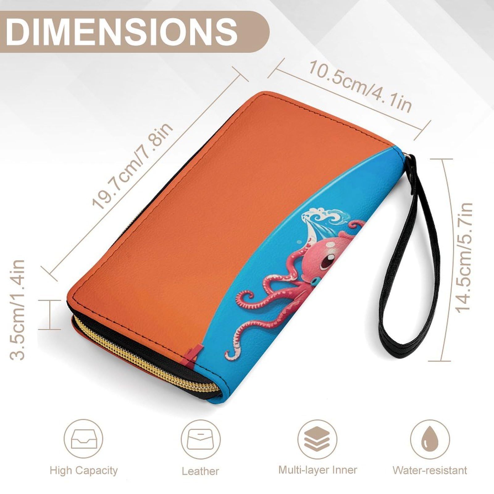 Classic Durable Surfboard Octopus Printed Leather Card Holder with Rope, Suitable for Both Men And Women, Ideal Daily Storage Tool, Simplifies Your Life, Can Be Used As A Holiday Gift