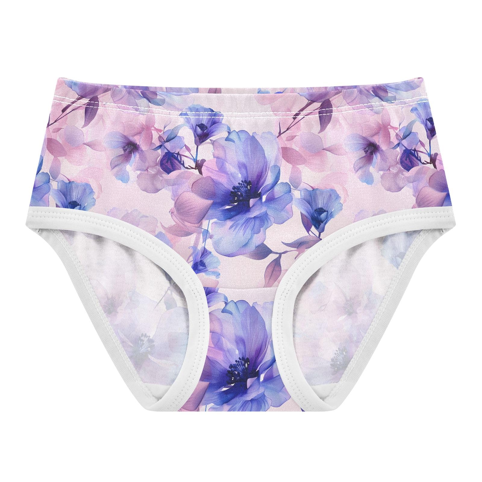 ALAZA Toddler Girls Cotton Hipster Underwear Soft Flower Purple Pink 2 Pack 2T