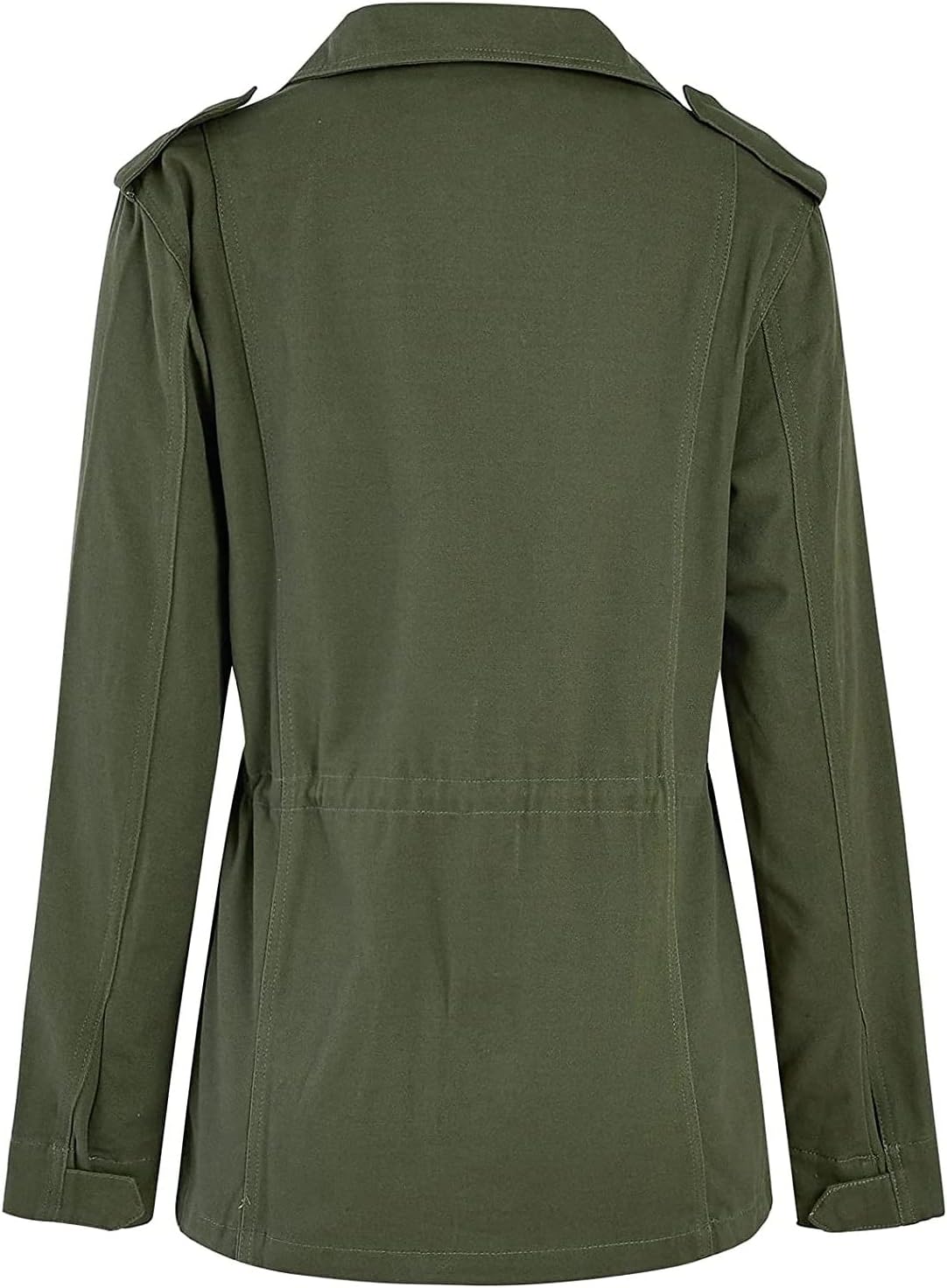 DMOYALA Women's Military Style Jacket Lightweight Work Utility Anorak Snap Buttons Zip Up 90s Vintage Windbreaker Casual Cropped Cargo Shacket Coat Fall Fashion Outwear Army Green