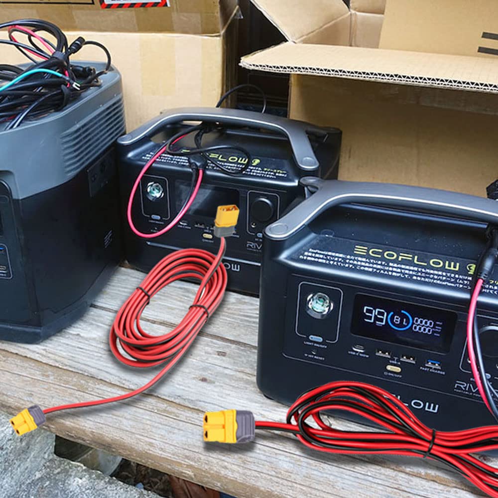 Super miękki drut silikonowy XT60 kabel przedłużający męski z kolei na gniazdo, kabel zasilający maks. 20 A, solarny kabel do ładowania (10 m)