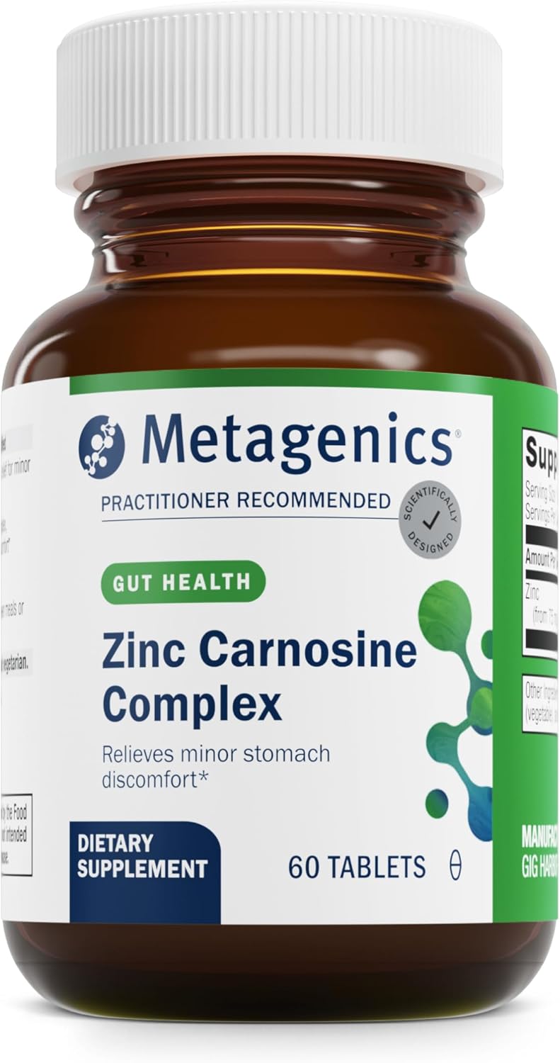 Metagenics Zinlori 75 – High Potency Zinc Carnosine Complex – Supports Stomach Comfort, Immune, Heart & Antioxidant Health* – Non-GMO, Gluten-Free, Vegan – GMP Certified Facility – 60 Tablets