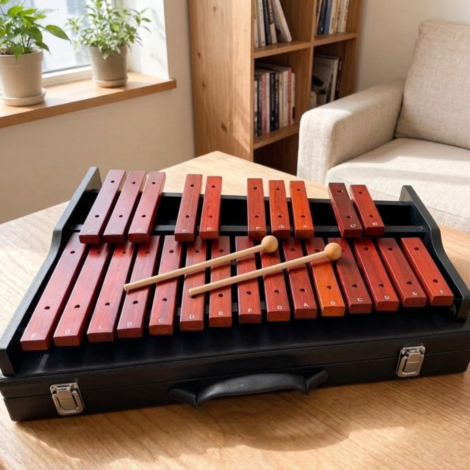 Xilófono de Madera de 25 Notas, Instrumento de Percusión para Actuaciones Al Aire Libre.