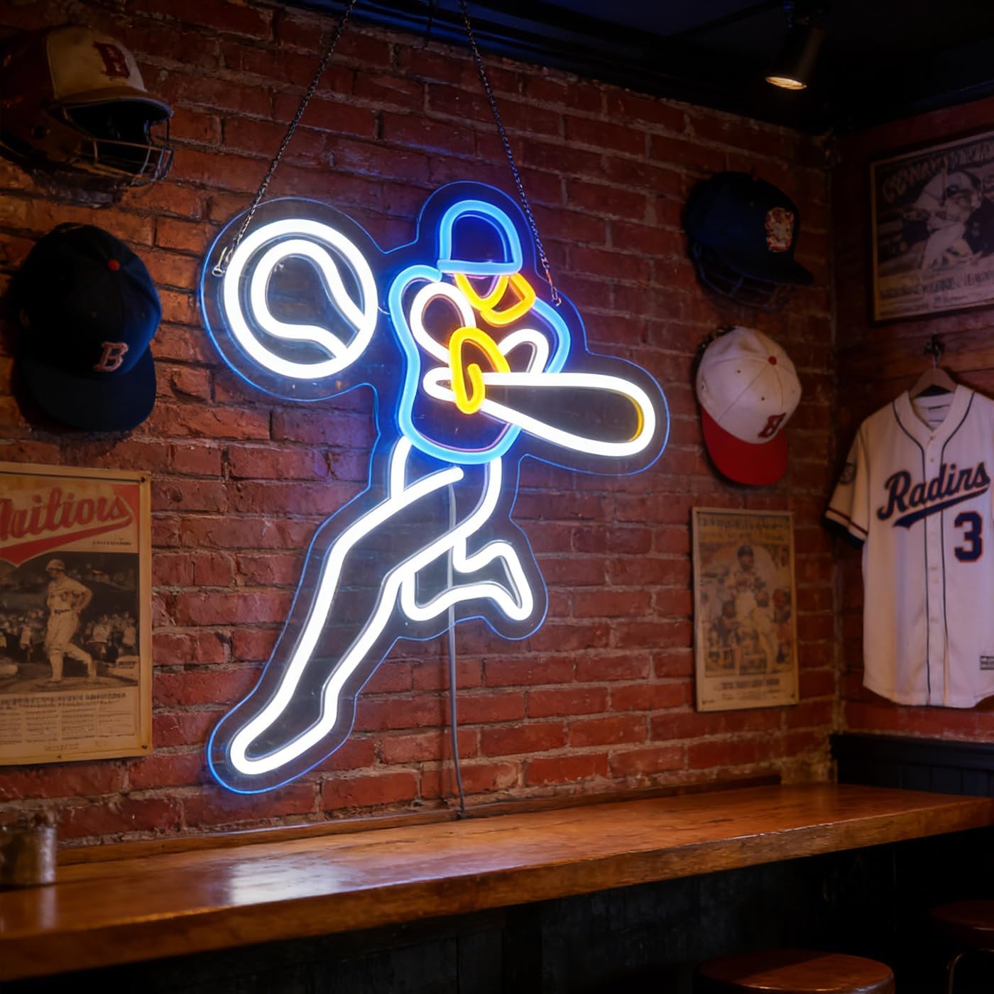 Baseball Neon Light - Dynamic & Classic LED Wall Art for Man Cave, Sports Bar, Game Room or Kids Bedroom Decor, Dimmable USB, Awesome Sports Fan Gift for Players & Enthusiasts