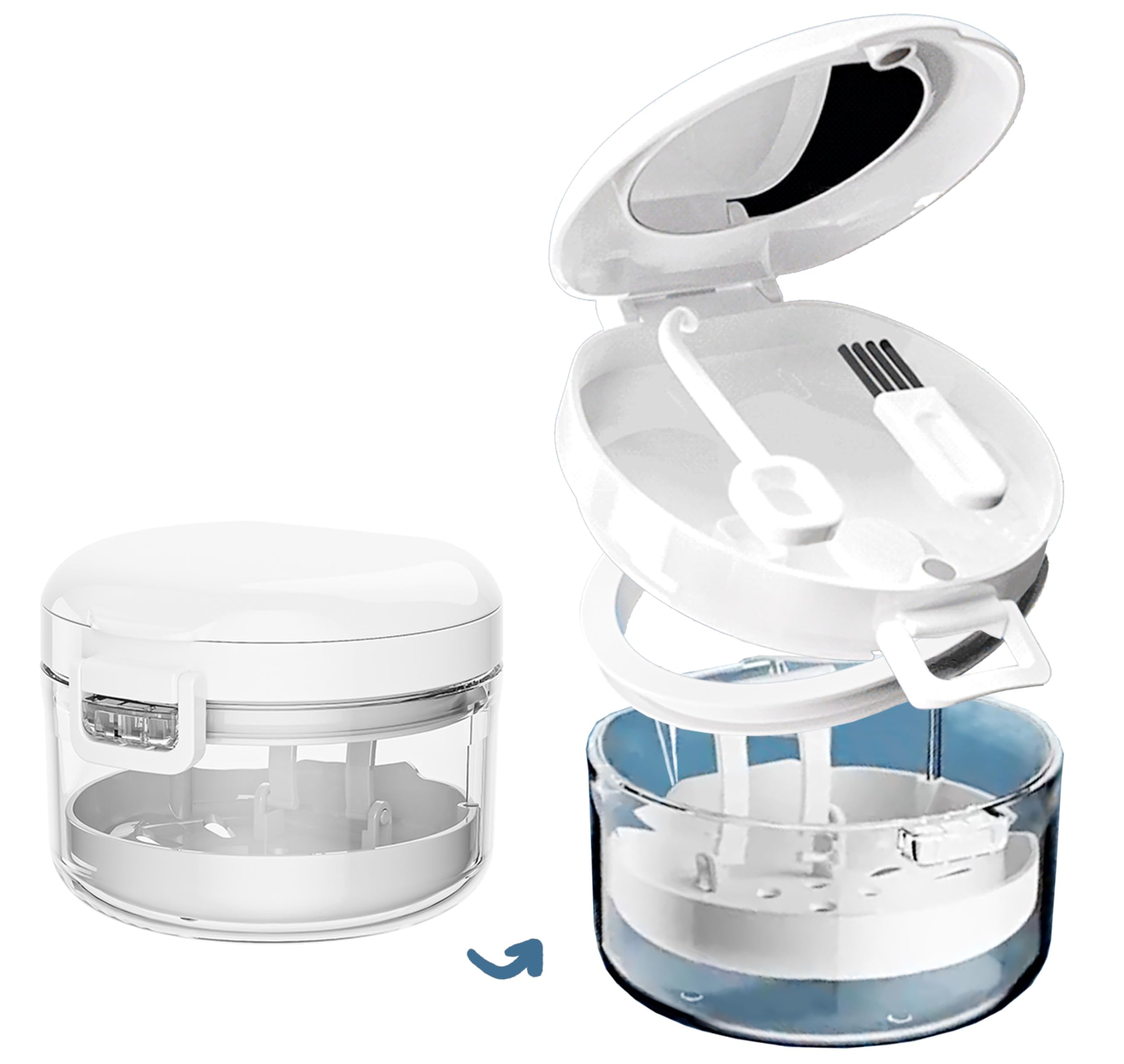 NALACAL Clear Denture Case with Strainer Basket, Denture Case, Retainer Case,Denture Storage Soak Container for Travel, Mouth Guard Cleaning Case, Braces Holder Cleaner Cup for Travel (White)