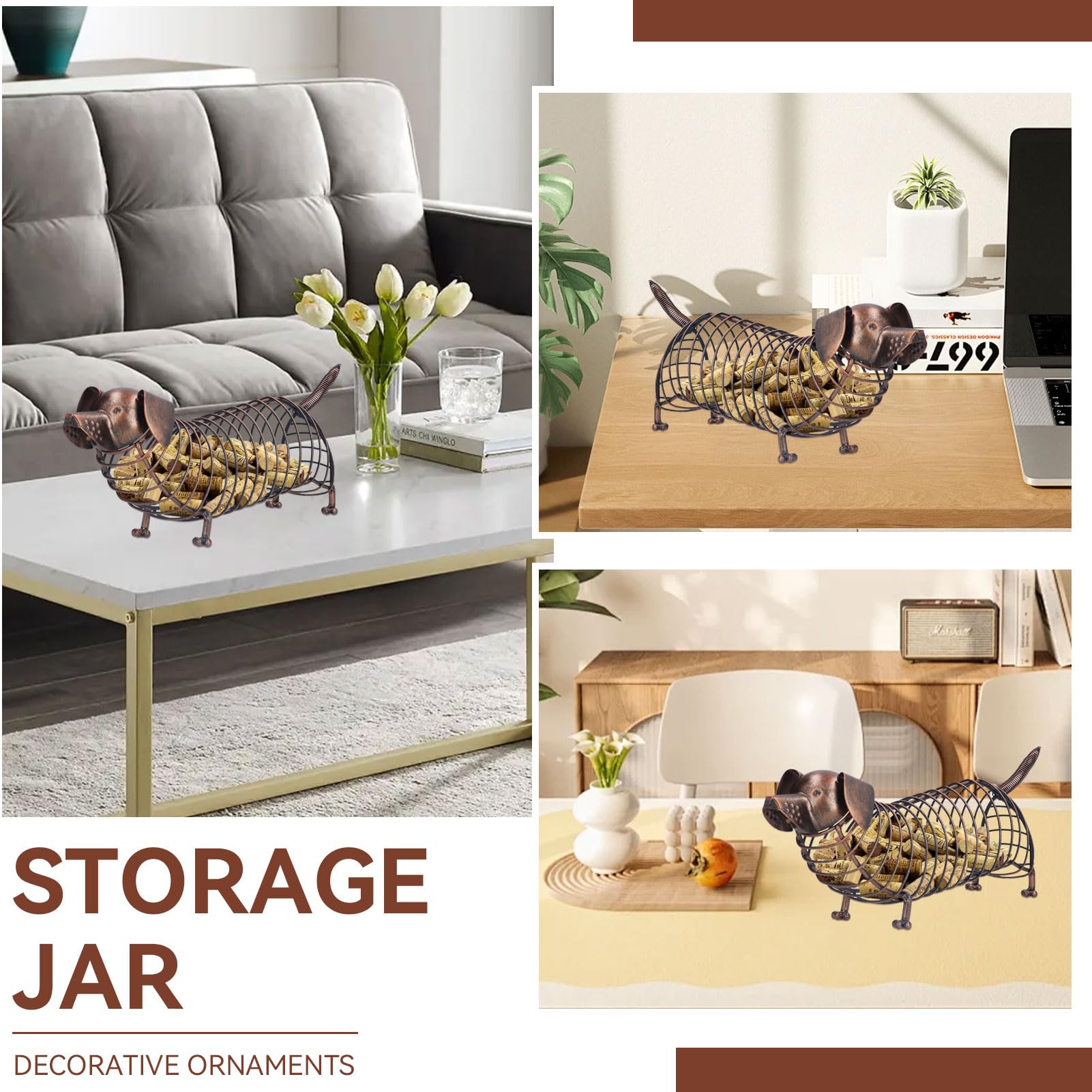 Metal Wine Cork Holder, Dachshund Shape Cute Dog Wine Cork Holder Decorative Vino Cork Storage Collector Box Tabletop Wine Racks Shelf