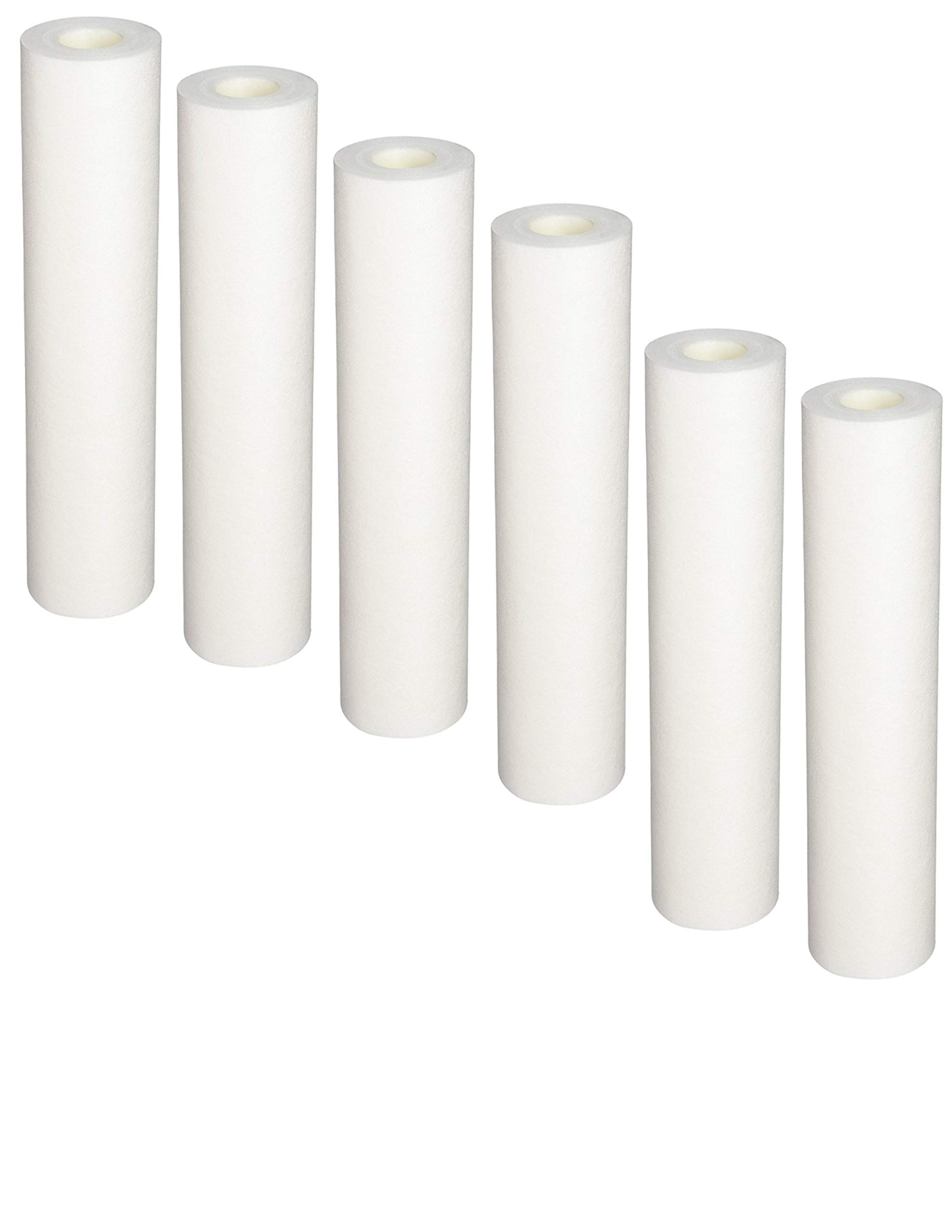 CFS 6-Pack 20" x 4-1/2" 50/5 Micron Sediment Melt Blown Filters Cartridges, Dual Gradient Polypropylene, Compatible with 155358-43, DGD-5005-20, NSF Certified, Water Filter Cartridges