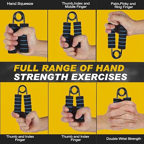 Miniatura 5 de Juego de 7 unidades de entrenamiento de fuerza de agarre de 50 a 350 libras de metal fortalecedor de agarre de mano antideslizante resistente agarre