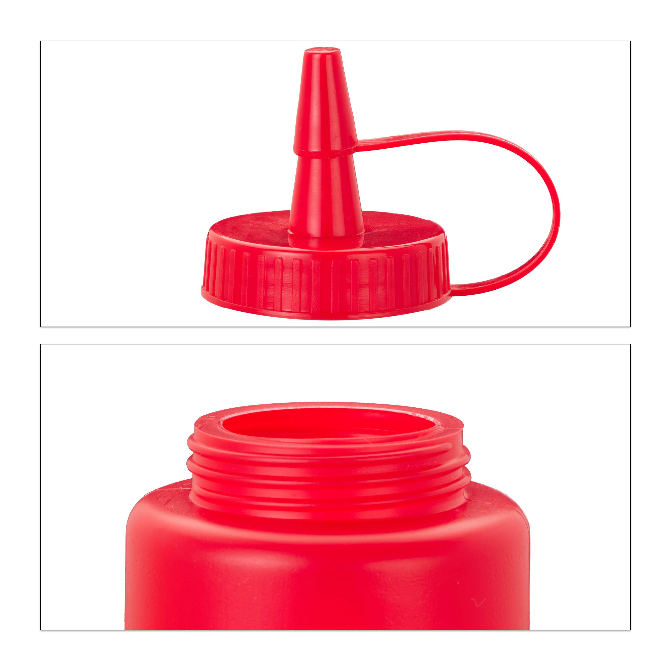 Relaxdays Bottiglia per Condimenti, 9 Pz, Squeeze Bottle, da Riempire, Senape, Ristorante, 400 ml, Rosso/Giallo/Bianco